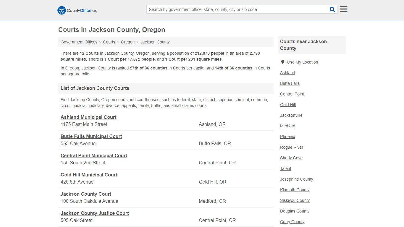 Courts - Jackson County, OR (Court Records & Calendars)